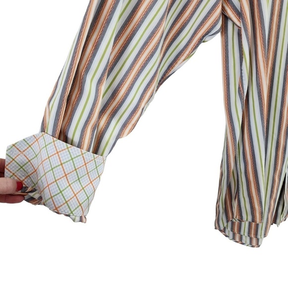 Thomas Dean Striped Shirt with Contrast Cuffs Size Large - Picture 6 of 6